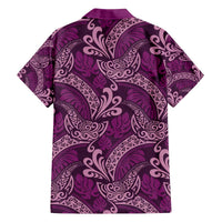 Royal Purple Monstera Family Matching Off The Shoulder Long Sleeve Dress and Hawaiian Shirt Polynesian Tribal Pattern LT01 - Polynesian Pride
