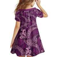 Royal Purple Monstera Family Matching Off Shoulder Maxi Dress and Hawaiian Shirt Polynesian Tribal Pattern - Polynesian Pride