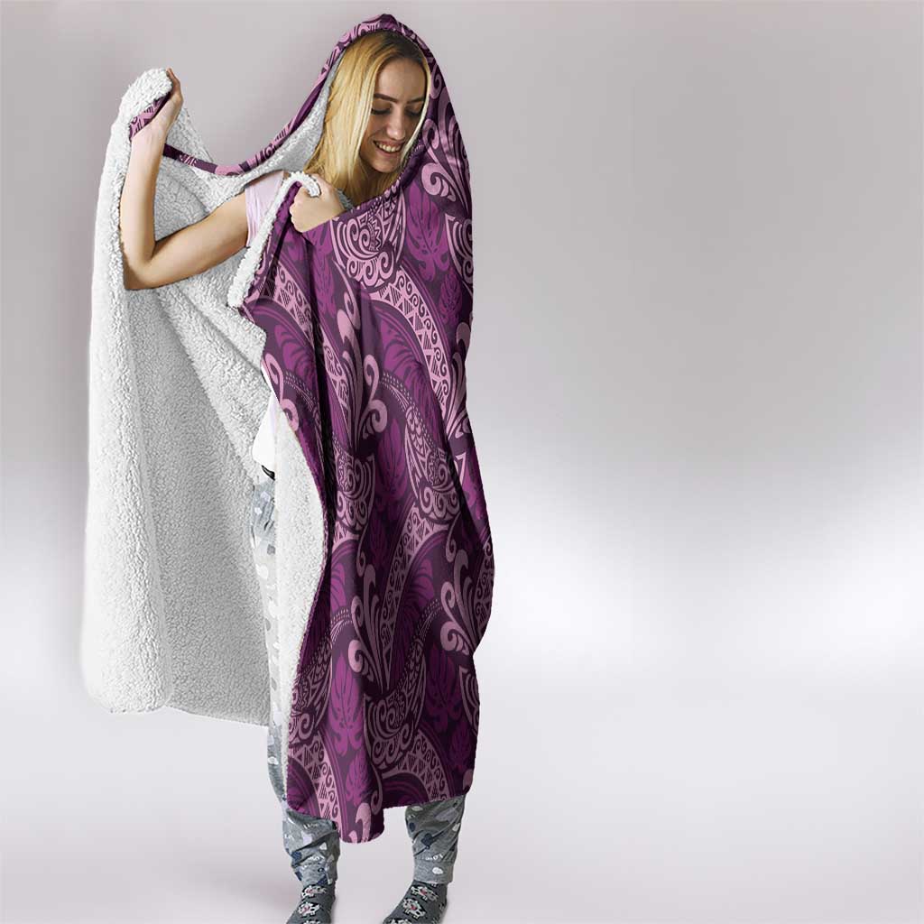 Royal Purple Monstera Hooded Blanket Polynesian Tribal Pattern - Polynesian Pride