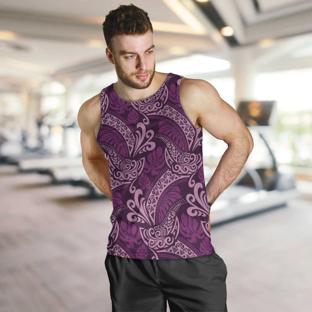 Royal Purple Monstera Men Tank Top Polynesian Tribal Pattern LT01 Purple - Polynesian Pride