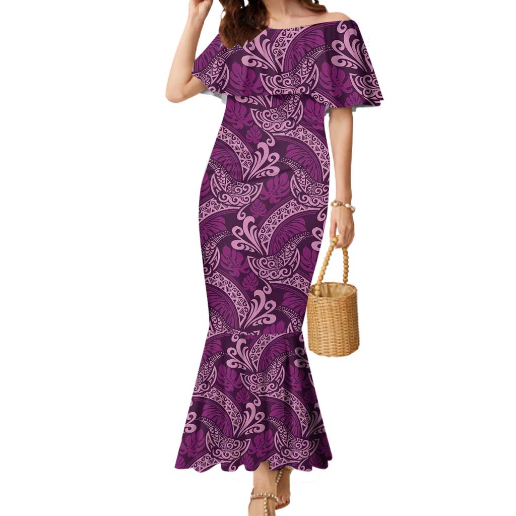 Royal Purple Monstera Mermaid Dress Polynesian Tribal Pattern LT01 Women Purple - Polynesian Pride