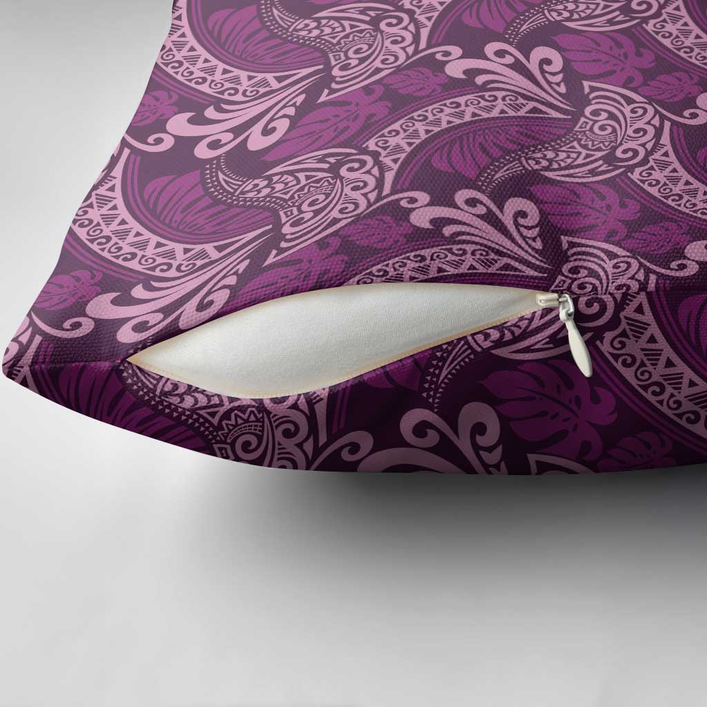 Royal Purple Monstera Pillow Cover Polynesian Tribal Pattern - Polynesian Pride