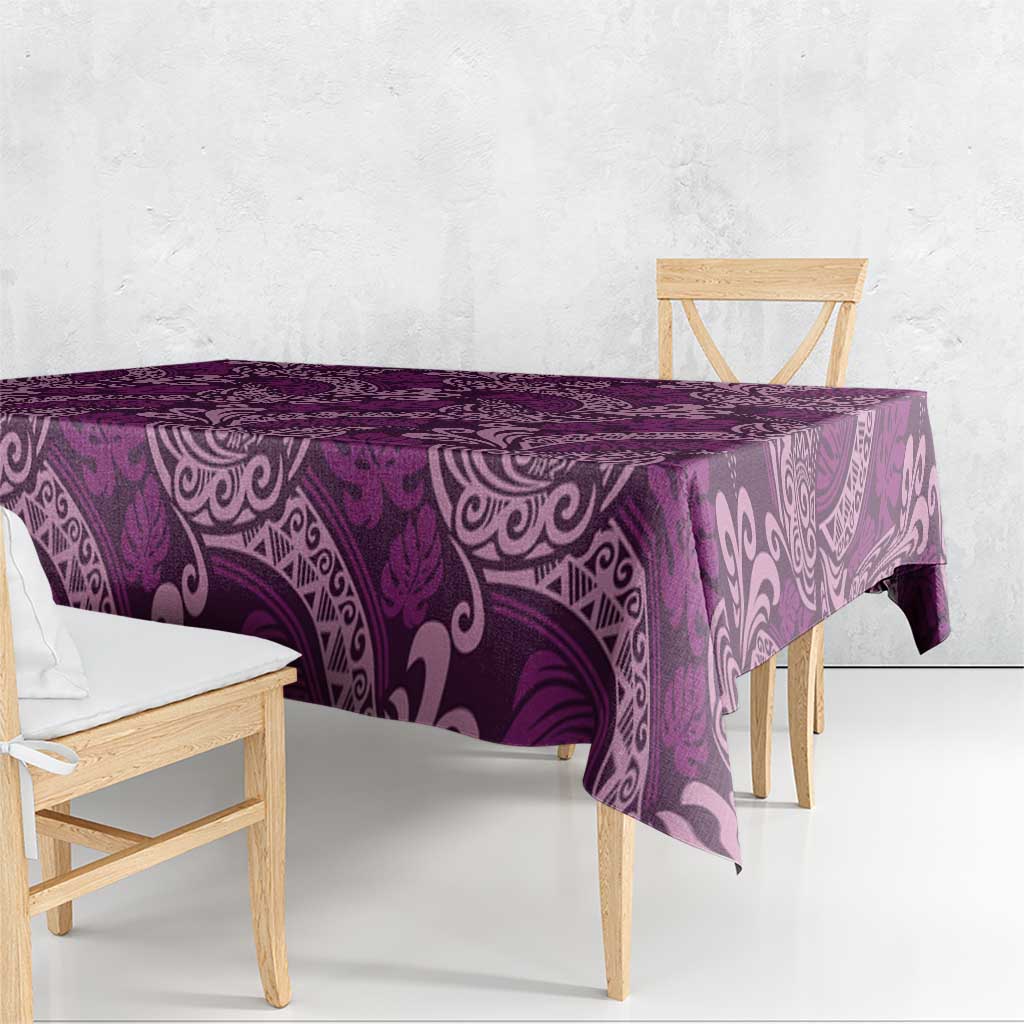 Royal Purple Monstera Tablecloth Polynesian Tribal Pattern - Polynesian Pride