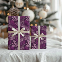 Royal Purple Monstera Wrapping Paper Polynesian Tribal Pattern - Polynesian Pride