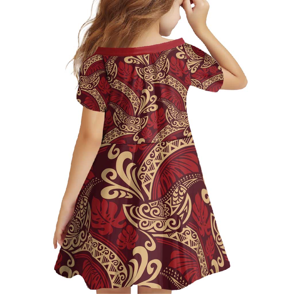 Luxury Red Monstera Family Matching Off Shoulder Maxi Dress and Hawaiian Shirt Polynesian Tribal Pattern LT01 - Polynesian Pride