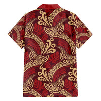 Luxury Red Monstera Family Matching Off Shoulder Maxi Dress and Hawaiian Shirt Polynesian Tribal Pattern LT01 - Polynesian Pride