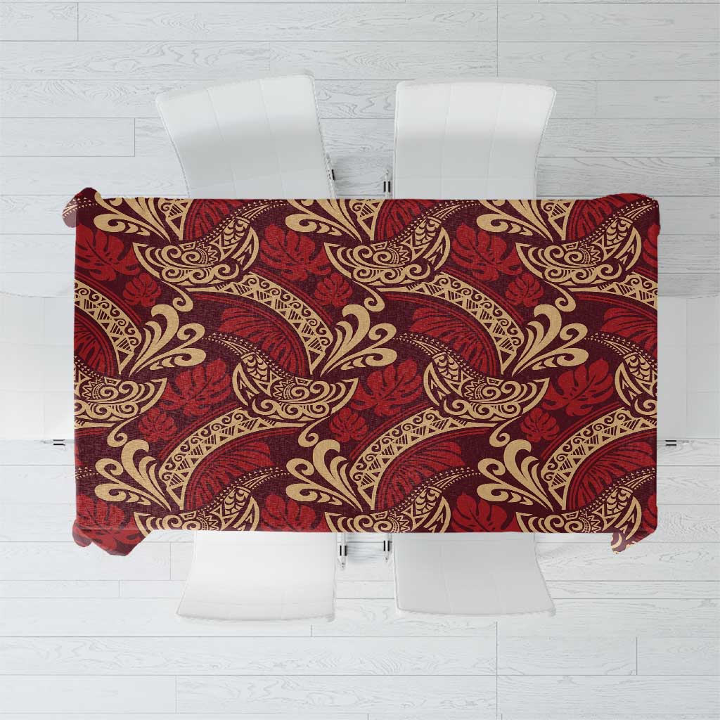 Luxury Red Monstera Tablecloth Polynesian Tribal Pattern LT01 Red - Polynesian Pride