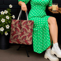 Luxury Red Monstera Tote Bag Polynesian Tribal Pattern - Polynesian Pride