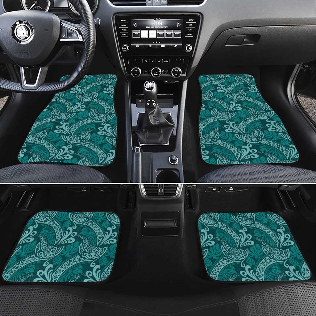 Teal Monstera Car Mats Polynesian Tribal Pattern LT01 Set 4pcs Teal - Polynesian Pride
