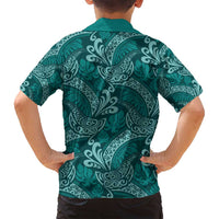 Teal Monstera Family Matching Summer Maxi Dress and Hawaiian Shirt Polynesian Tribal Pattern - Polynesian Pride