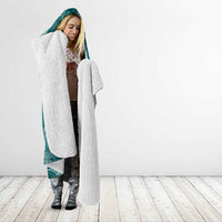 Teal Monstera Hooded Blanket Polynesian Tribal Pattern - Polynesian Pride