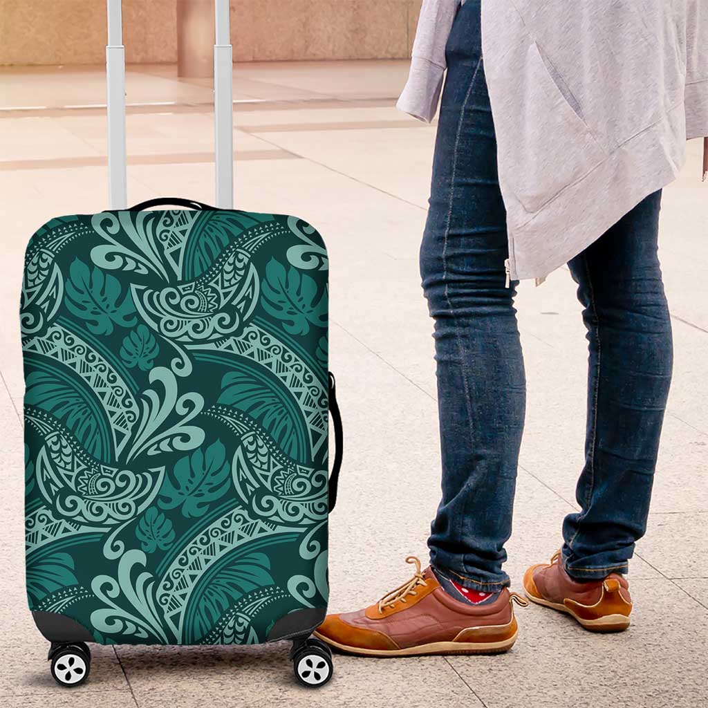 Teal Monstera Luggage Cover Polynesian Tribal Pattern LT01 Teal - Polynesian Pride