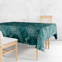 Teal Monstera Tablecloth Polynesian Tribal Pattern - Polynesian Pride
