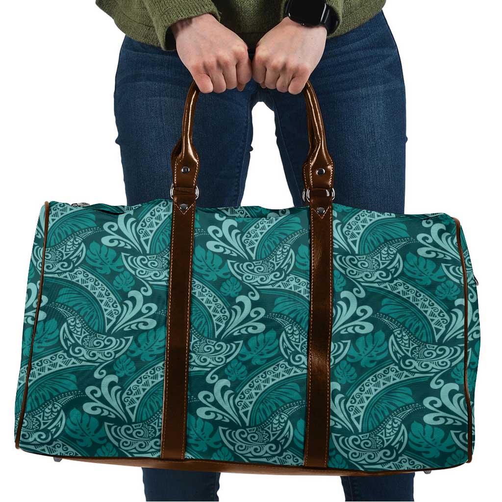 Teal Monstera Travel Bag Polynesian Tribal Pattern LT01 Teal - Polynesian Pride