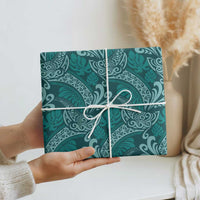 Teal Monstera Wrapping Paper Polynesian Tribal Pattern - Polynesian Pride