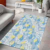Anthurium Plumeria Lei Pastel Area Rug Blue Hawaiian Splendid Palaka