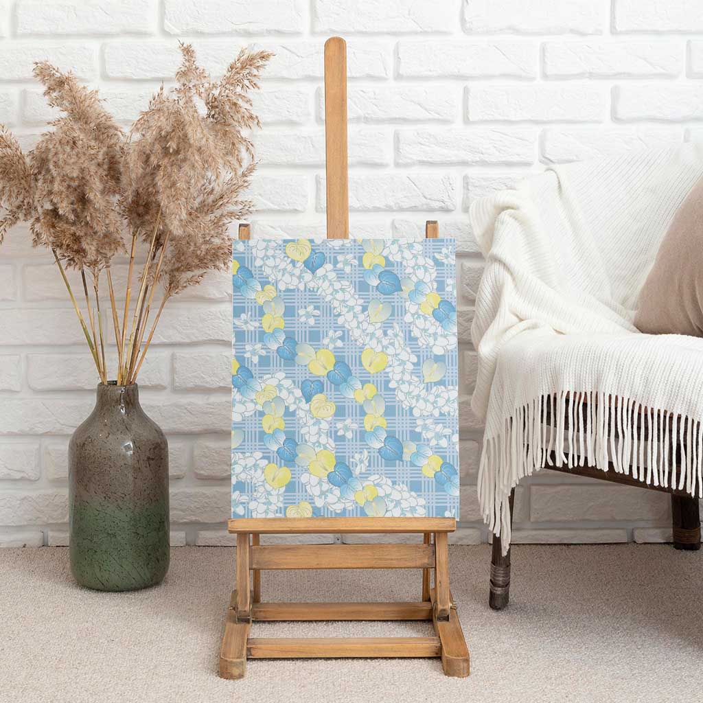 Anthurium Plumeria Lei Pastel Canvas Wall Art Blue Hawaiian Splendid Palaka