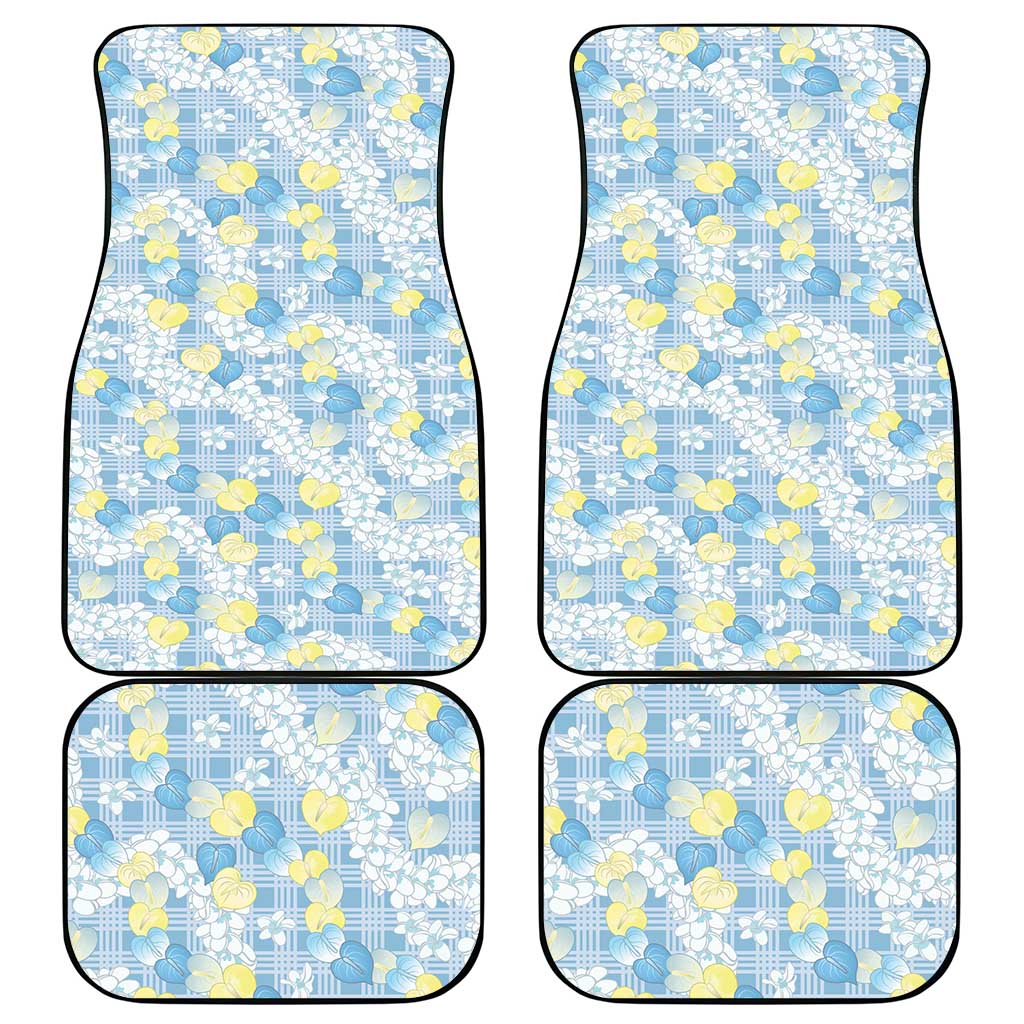 Anthurium Plumeria Lei Pastel Car Mats Blue Hawaiian Splendid Palaka