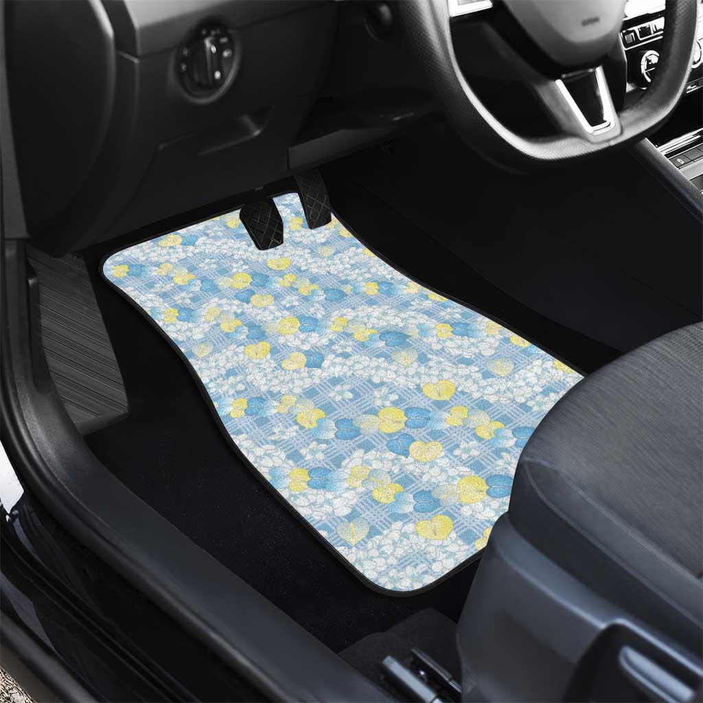 Anthurium Plumeria Lei Pastel Car Mats Blue Hawaiian Splendid Palaka