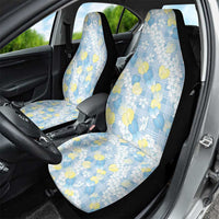 Anthurium Plumeria Lei Pastel Car Seat Cover Blue Hawaiian Splendid Palaka