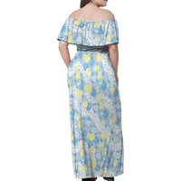 Anthurium Plumeria Lei Pastel Family Matching Off Shoulder Maxi Dress and Hawaiian Shirt Blue Hawaiian Splendid Palaka LT01 - Polynesian Pride