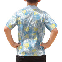 Anthurium Plumeria Lei Pastel Family Matching Off Shoulder Short Dress and Hawaiian Shirt Blue Hawaiian Splendid Palaka LT01 - Polynesian Pride