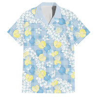 Anthurium Plumeria Lei Pastel Family Matching Puletasi and Hawaiian Shirt Blue Hawaiian Splendid Palaka LT01 Dad's Shirt - Short Sleeve Blue - Polynesian Pride
