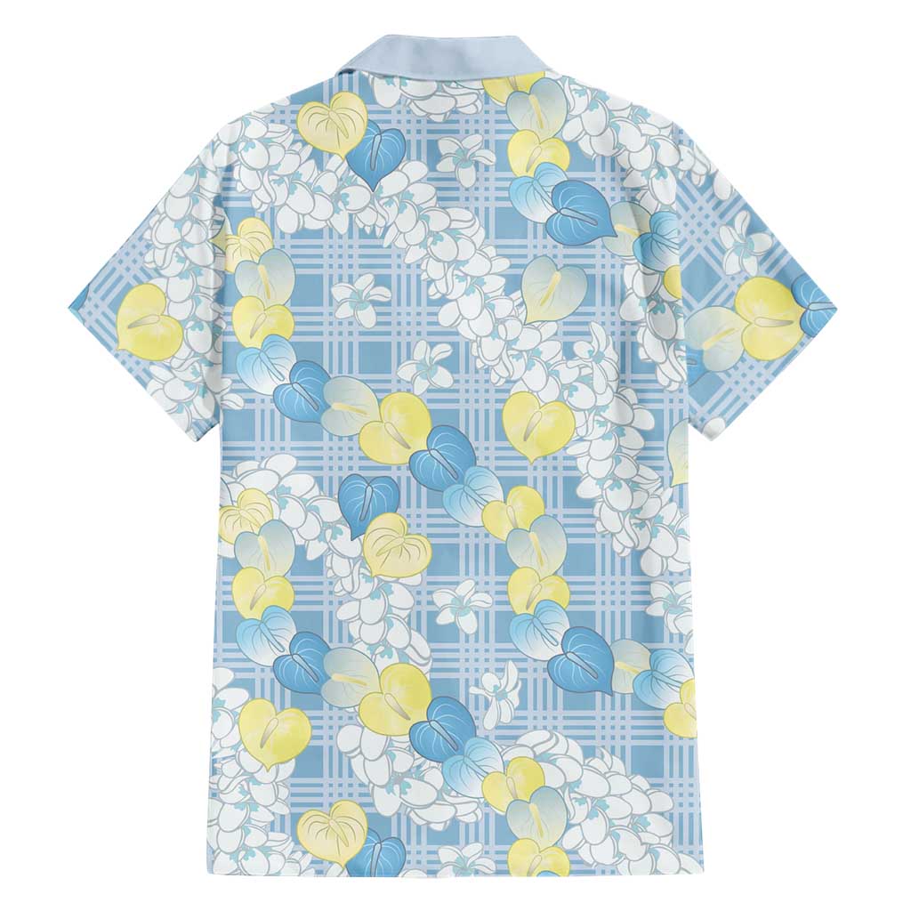 Anthurium Plumeria Lei Pastel Family Matching Puletasi and Hawaiian Shirt Blue Hawaiian Splendid Palaka LT01 - Polynesian Pride