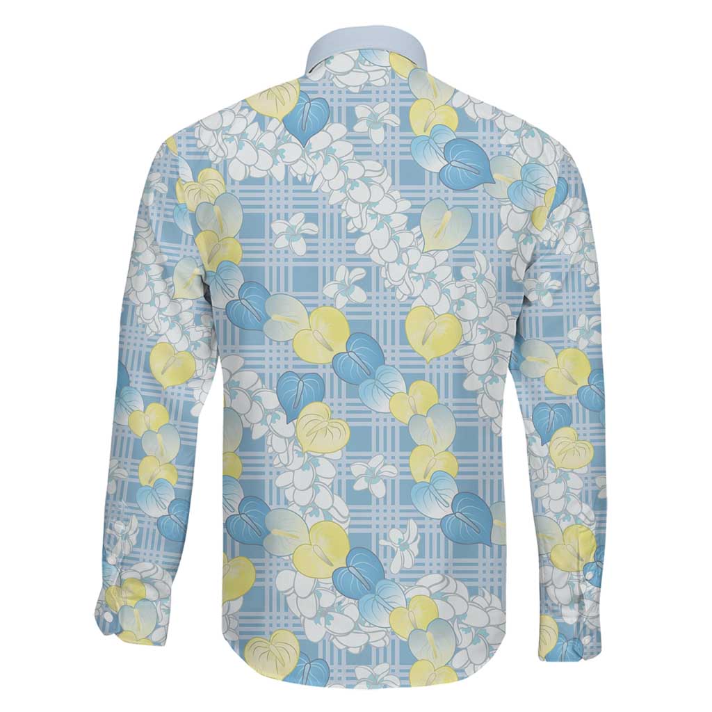 Anthurium Plumeria Lei Pastel Family Matching Short Sleeve Bodycon Dress and Hawaiian Shirt Blue Hawaiian Splendid Palaka LT01 - Polynesian Pride