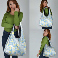Anthurium Plumeria Lei Pastel Grocery Bag Blue Hawaiian Splendid Palaka