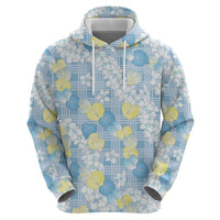 Anthurium Plumeria Lei Pastel Hoodie Blue Hawaiian Splendid Palaka