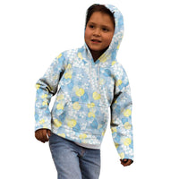 Anthurium Plumeria Lei Pastel Kid Hoodie Blue Hawaiian Splendid Palaka