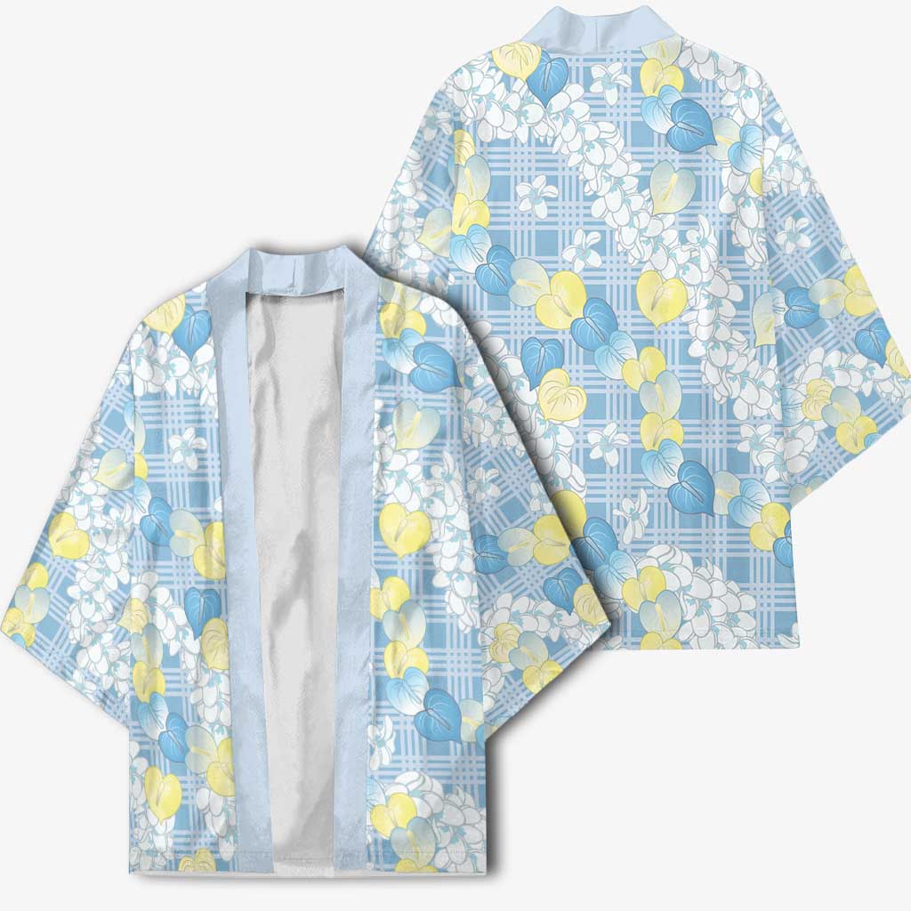 Anthurium Plumeria Lei Pastel Kimono Blue Hawaiian Splendid Palaka