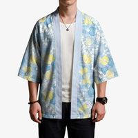 Anthurium Plumeria Lei Pastel Kimono Blue Hawaiian Splendid Palaka