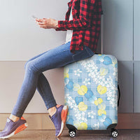Anthurium Plumeria Lei Pastel Luggage Cover Blue Hawaiian Splendid Palaka