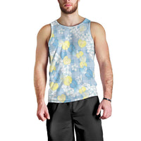 Anthurium Plumeria Lei Pastel Men Tank Top Blue Hawaiian Splendid Palaka