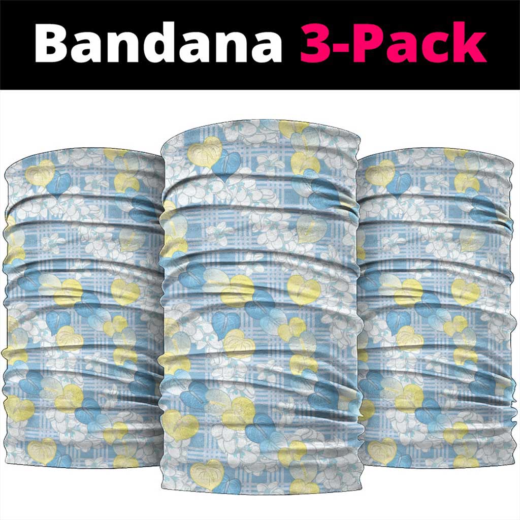 Anthurium Plumeria Lei Pastel Neck Gaiter Blue Hawaiian Splendid Palaka