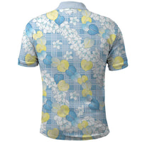 Anthurium Plumeria Lei Pastel Polo Shirt Blue Hawaiian Splendid Palaka