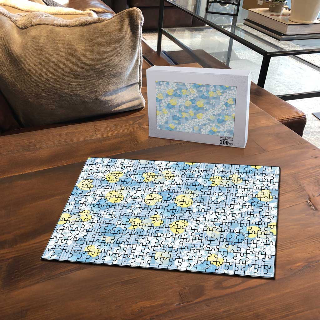 Anthurium Plumeria Lei Pastel Puzzle Blue Hawaiian Splendid Palaka