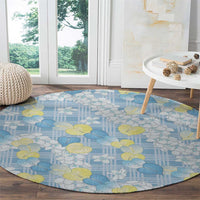 Anthurium Plumeria Lei Pastel Round Carpet Blue Hawaiian Splendid Palaka