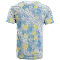 Anthurium Plumeria Lei Pastel T Shirt Blue Hawaiian Splendid Palaka