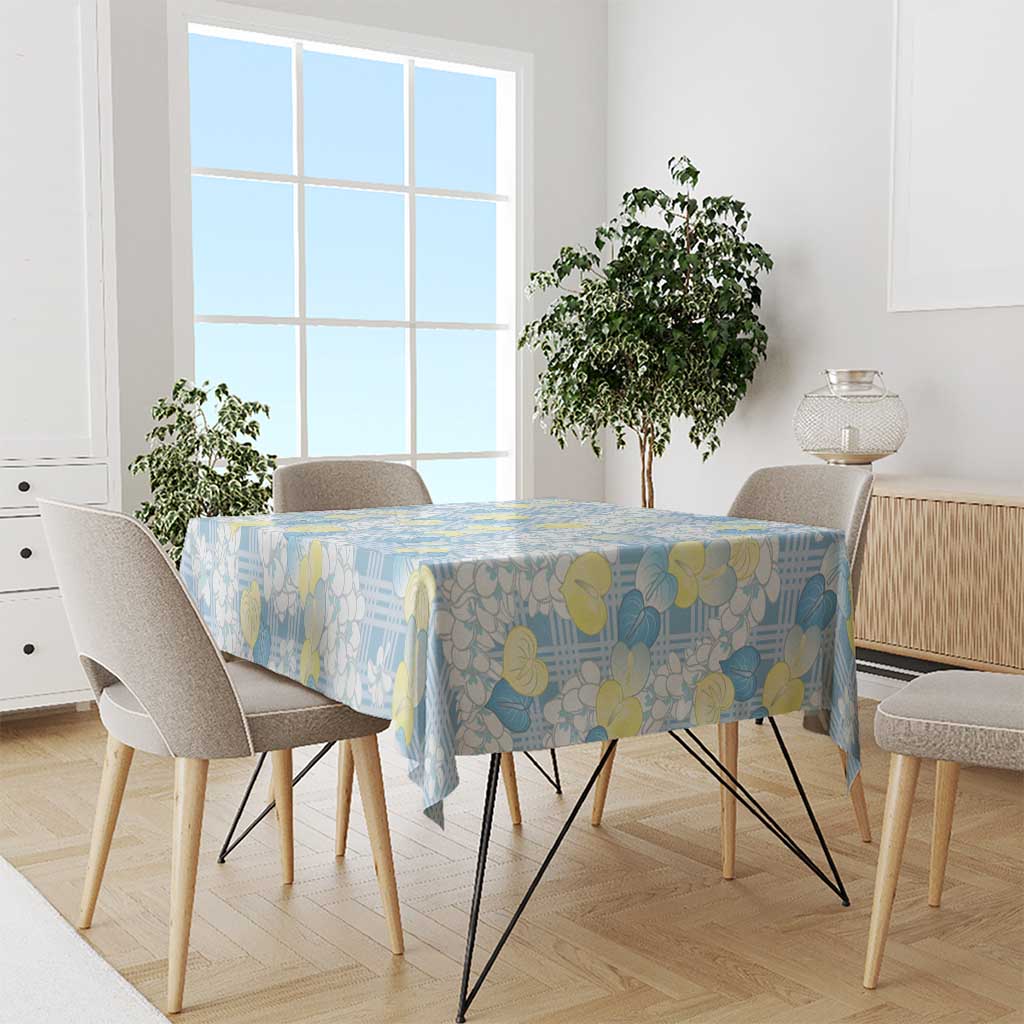 Anthurium Plumeria Lei Pastel Tablecloth Blue Hawaiian Splendid Palaka