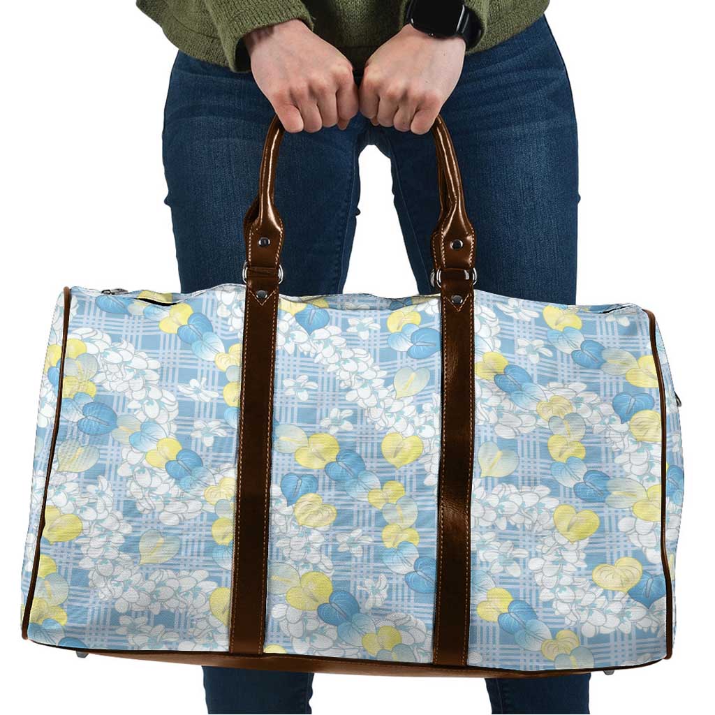 Anthurium Plumeria Lei Pastel Travel Bag Blue Hawaiian Splendid Palaka