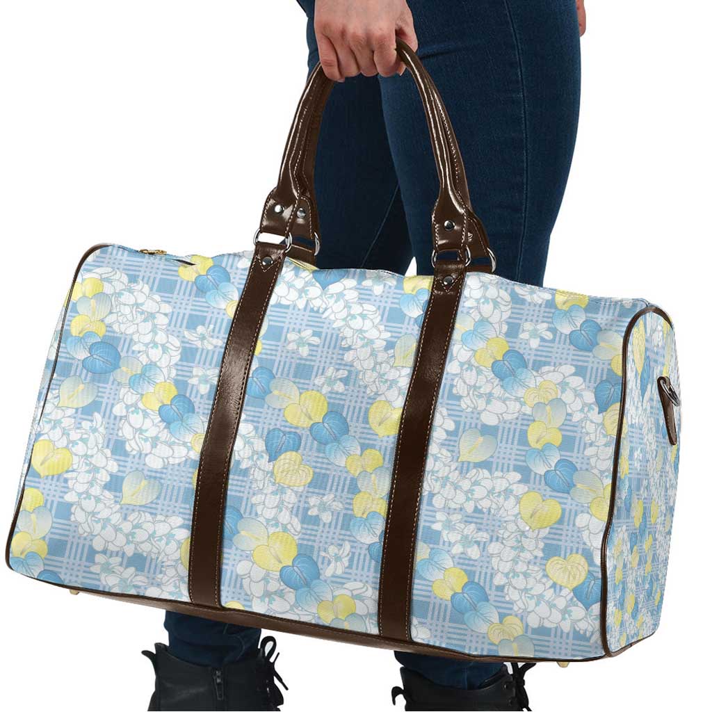 Anthurium Plumeria Lei Pastel Travel Bag Blue Hawaiian Splendid Palaka