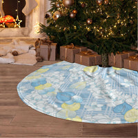 Anthurium Plumeria Lei Pastel Tree Skirt Blue Hawaiian Splendid Palaka LT01 - Polynesian Pride
