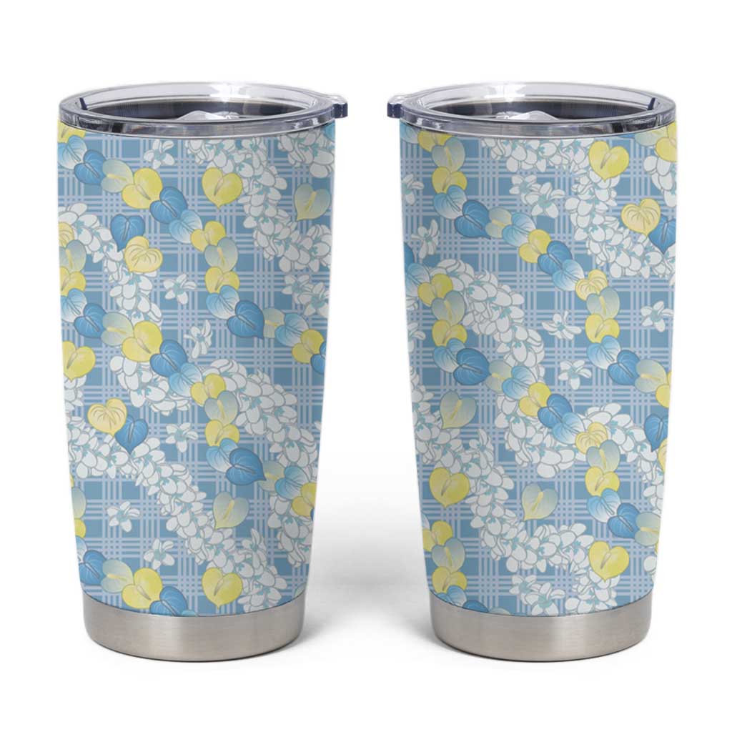 Anthurium Plumeria Lei Pastel Tumbler Cup Blue Hawaiian Splendid Palaka