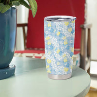 Anthurium Plumeria Lei Pastel Tumbler Cup Blue Hawaiian Splendid Palaka