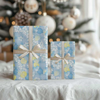 Anthurium Plumeria Lei Pastel Wrapping Paper Blue Hawaiian Splendid Palaka