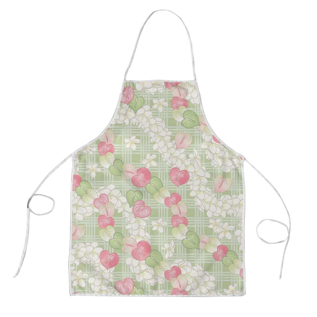Anthurium Plumeria Lei Pastel Apron Green Hawaiian Splendid Palaka