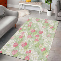 Anthurium Plumeria Lei Pastel Area Rug Green Hawaiian Splendid Palaka